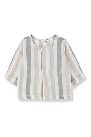 Camicia a righe in lino bianco e beige 1+IN THE FAMILY KIDS | CASAVELLSBEIGE